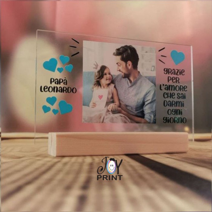 Cornice in Plexiglass Personalizzato con foto Festa del papà grazie Papà