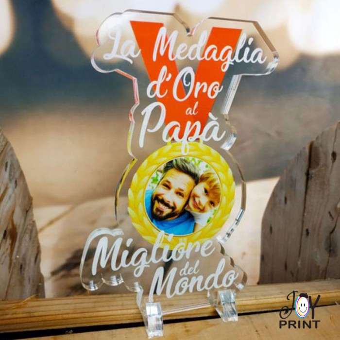 Plexiglass Personalizzato con foto Festa del papà Medaglia d'oro