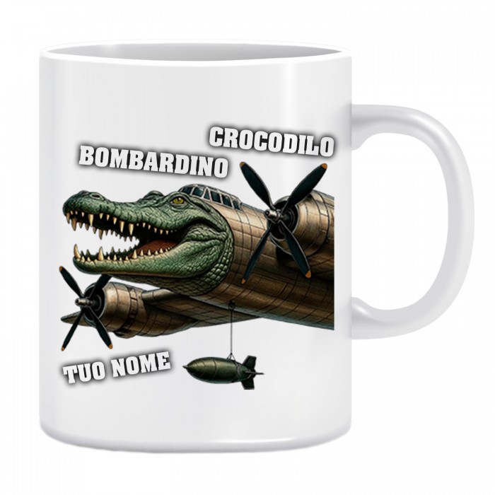 Tazza Personalizzata con nome cocodrilo bombardino brainrot- idea regalo