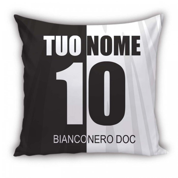 Cuscino Calcio Bianco Nero Personalizzato con Nome e Numero - idea regalo