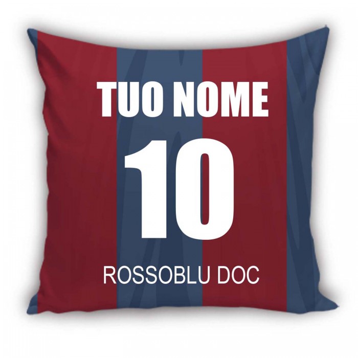 Cuscino Calcio Rosso Blu Personalizzato con Nome e Numero - idea regalo