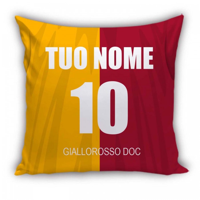 Cuscino Calcio Giallo Rosso Personalizzato con Nome e Numero - idea regalo