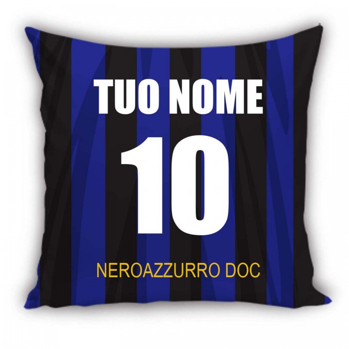 Cuscino Calcio Neroazzurro Personalizzato con Nome e Numero - idea regalo
