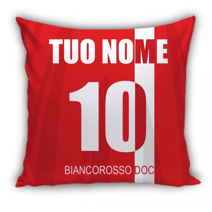 Cuscino Calcio Biancorosso Personalizzato con Nome e Numero - idea regalo