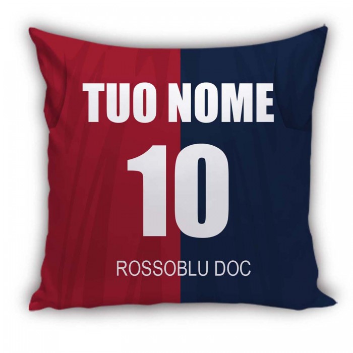 Cuscino Calcio Rossoblu Personalizzato con Nome e Numero - idea regalo