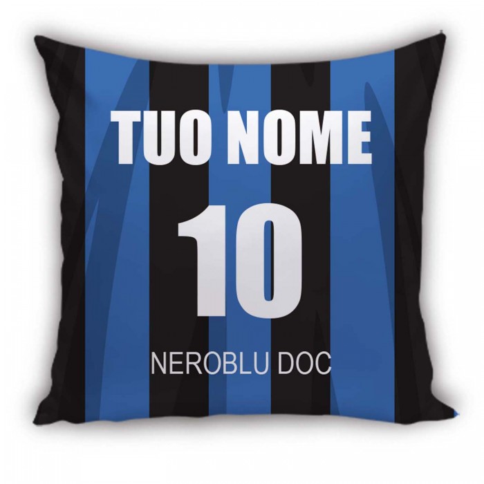 Cuscino Calcio Neroblu Personalizzato con Nome e Numero - idea regalo