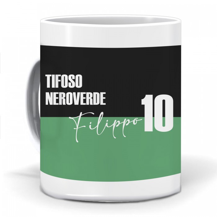 Tazza Tifoso NeroVerde Personalizzata con nome e numero - idea regalo