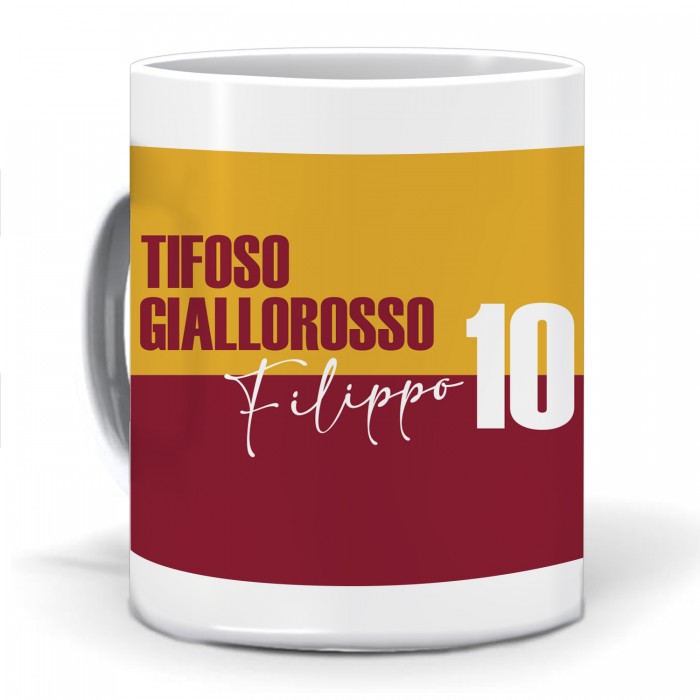 Tazza Tifoso GialloRosso Personalizzata con nome e numero - idea regalo