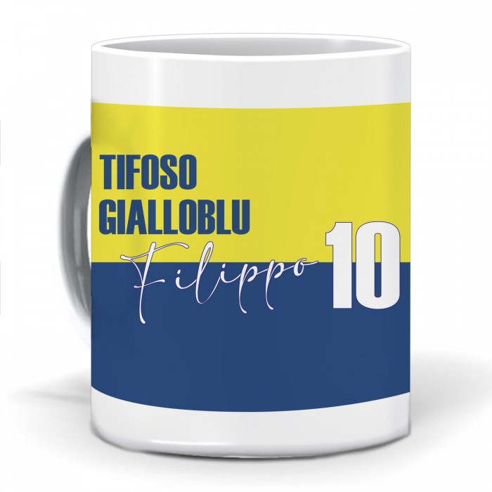 Tazza Tifoso GialloBlu Personalizzata con nome e numero - idea regalo