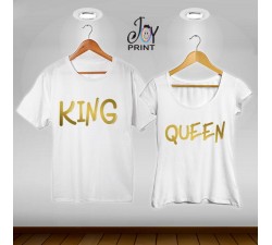 Coppia di t shirt King & queen oro