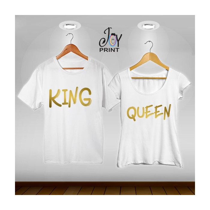 Coppia di t shirt King & queen oro