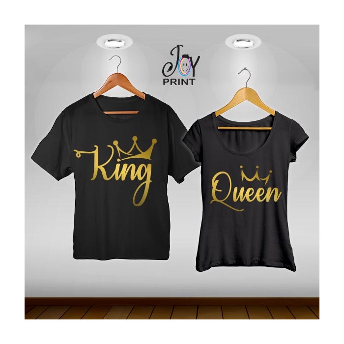 Coppia di t shirt King & queen oro reali