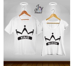 Coppia di t shirt King & queen corona