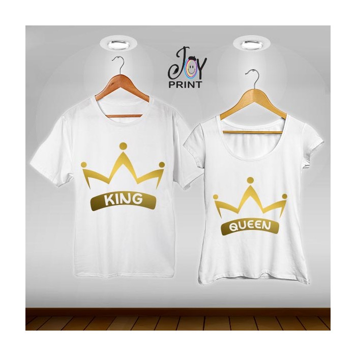 Coppia di t shirt King & queen corona oro