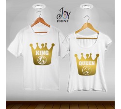 Coppia di t shirt King & queen leoni oro