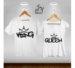 Coppia di t shirt King & queen graffiti