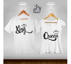 Coppia di t shirt King & queen royalty