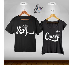 Coppia di t shirt King & queen royalty