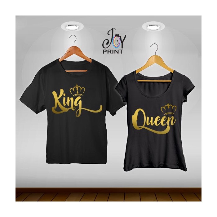 Coppia di t shirt King & queen royalty oro